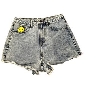 Mainstrip – Denim Smiley Face Shorts (Jacket Listed Separately) – Medium